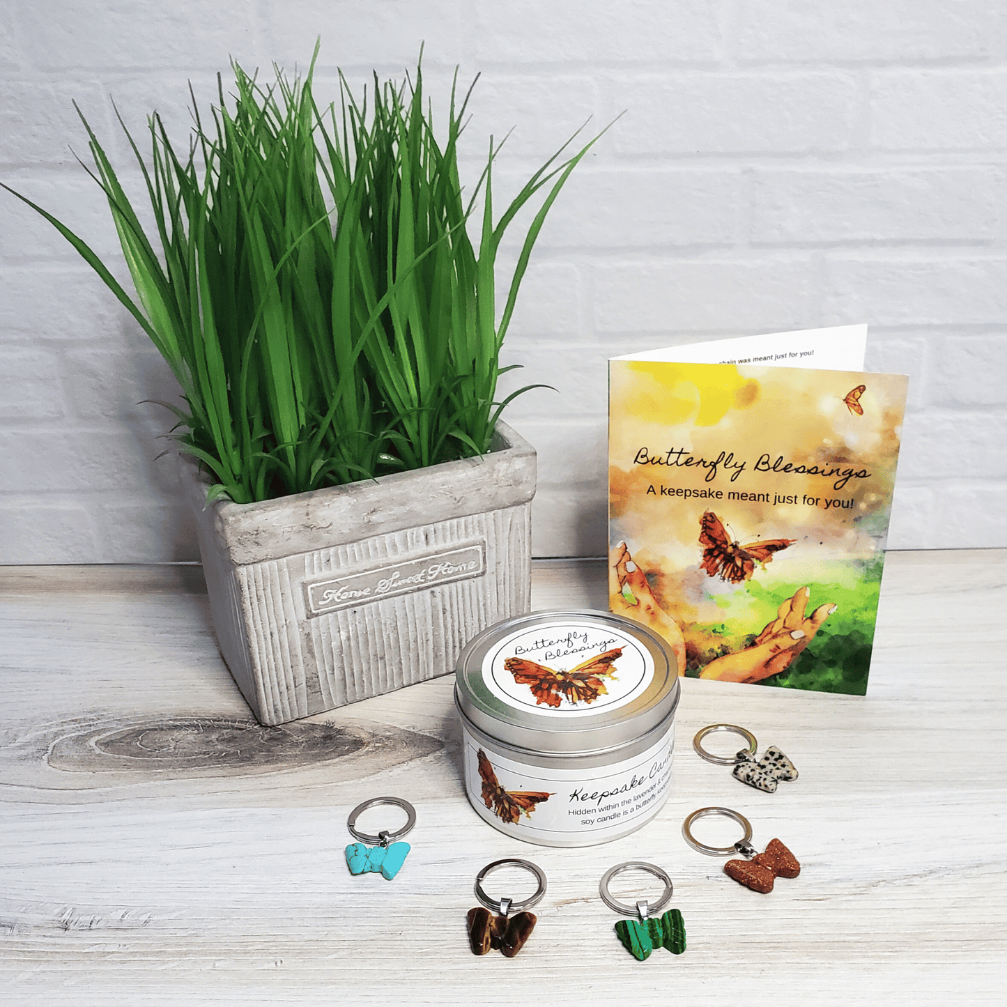 Butterfly Blessings Keepsake Candle with Butterfly Keychain