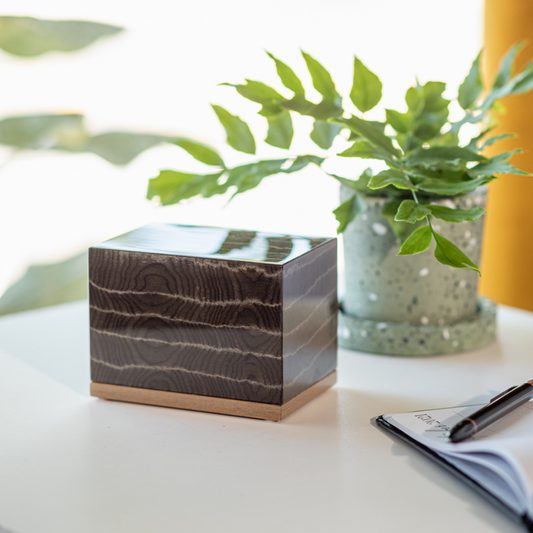 The Hudson Pet Urn in Striped Brown