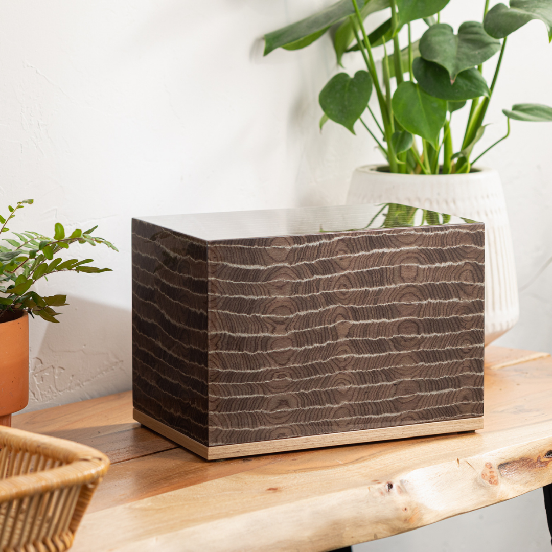 The Hudson Pet Urn in Striped Brown