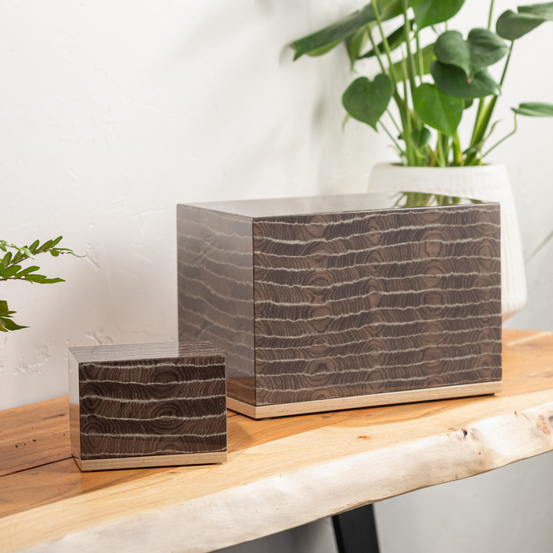 The Hudson Pet Urn in Striped Brown