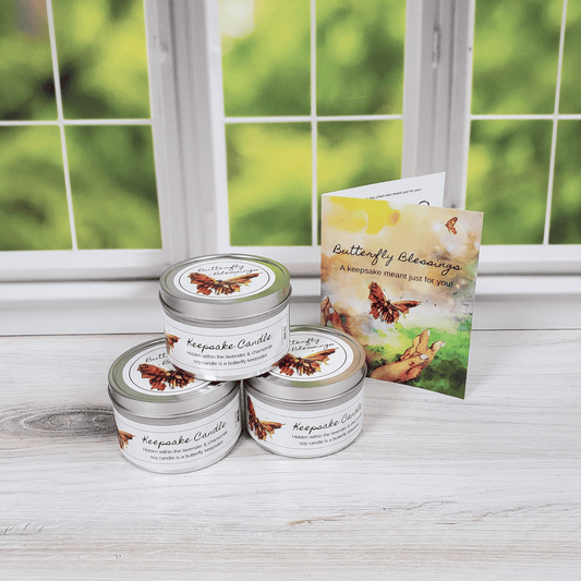 Butterfly Blessings Keepsake Candle with Butterfly Keychain