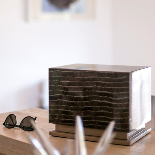 The Thompson Pet Urn in Striped Brown