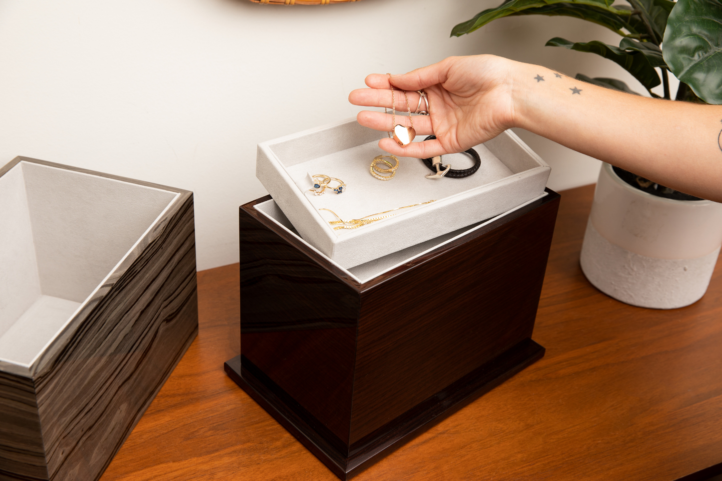 The Thompson Pet Urn in Striped Brown