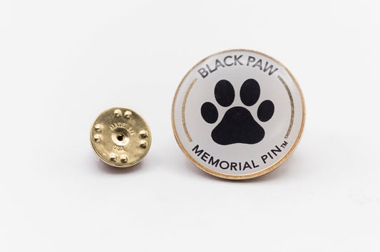Black Paw Pet Loss Memorial Pin - Love, Baxter
