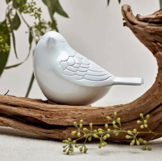 The Lucy Songbird Keepsake Pet Urn in Pearl White