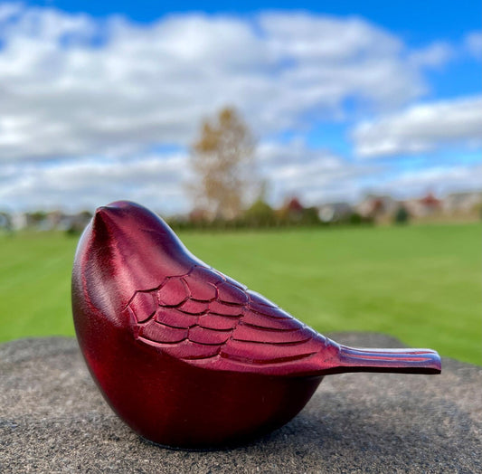 The Lucy Songbird Keepsake Pet Urn in Crimson Red