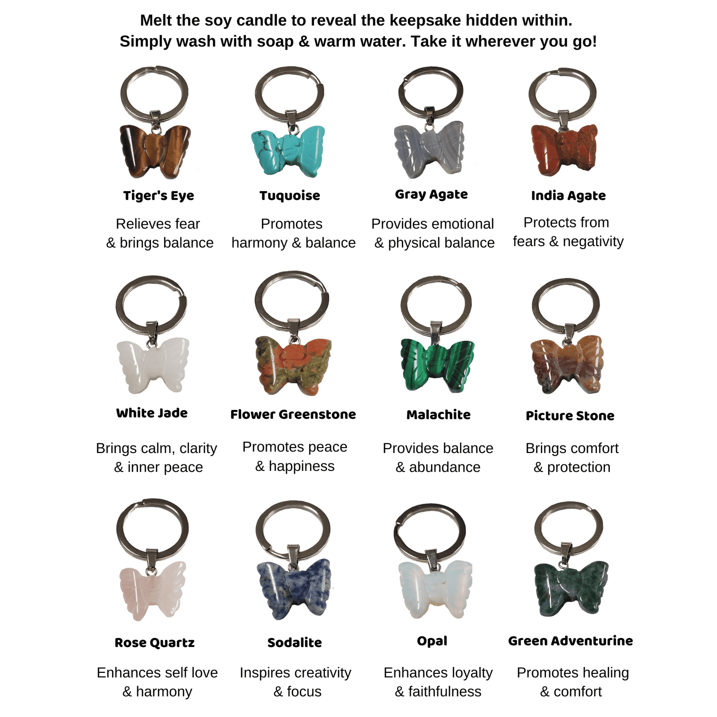 Butterfly Blessings Keepsake Candle with Butterfly Keychain - Love, Baxter