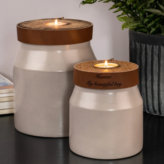 The Parker Candle Pet Urn in Mist Grey