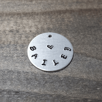 Hand Stamped Personalization for Keychain - Love, Baxter