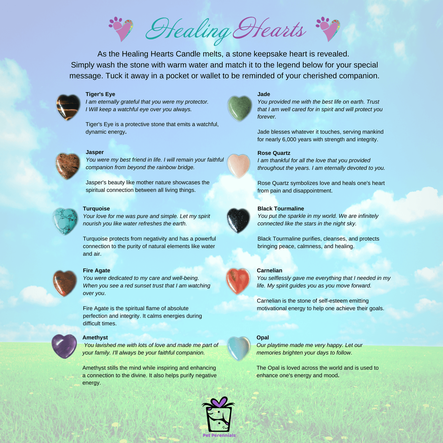 Healing Hearts Pet Memorial Candle with Keepsake Heart Stone - Love, Baxter