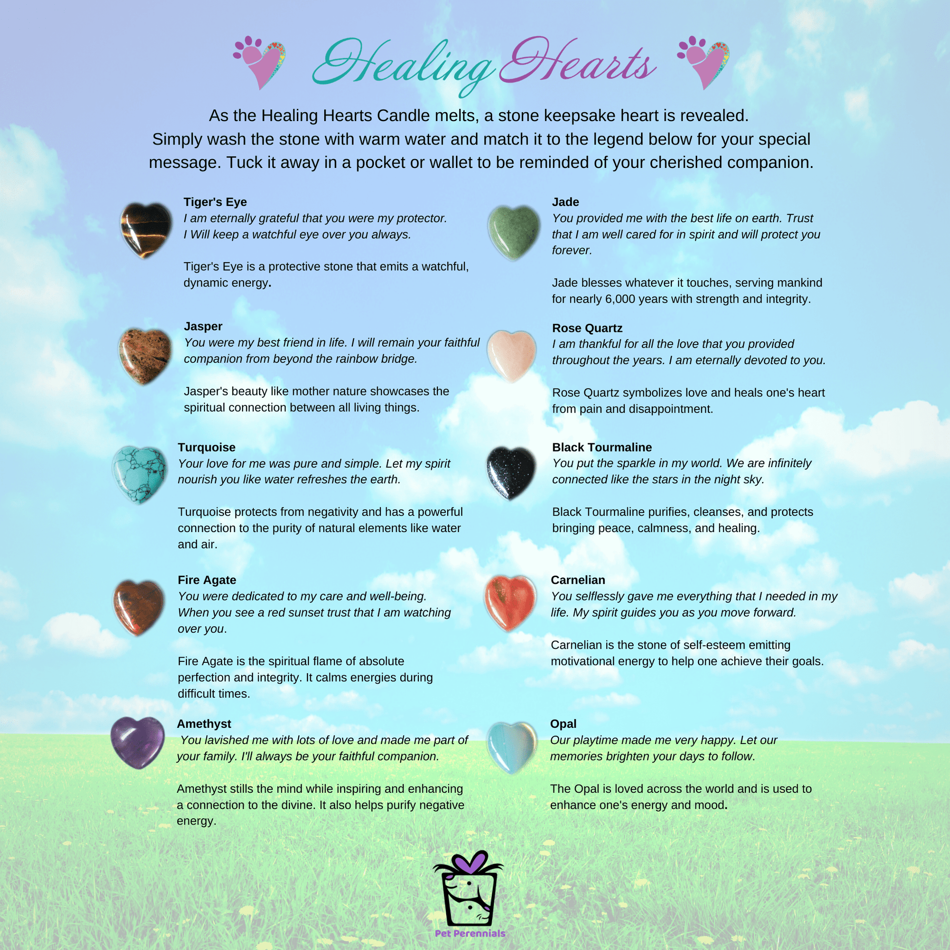 Healing Hearts Pet Memorial Candle with Keepsake Heart Stone - Love, Baxter