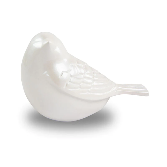 The Lucy Songbird Keepsake Pet Urn in Pearl White