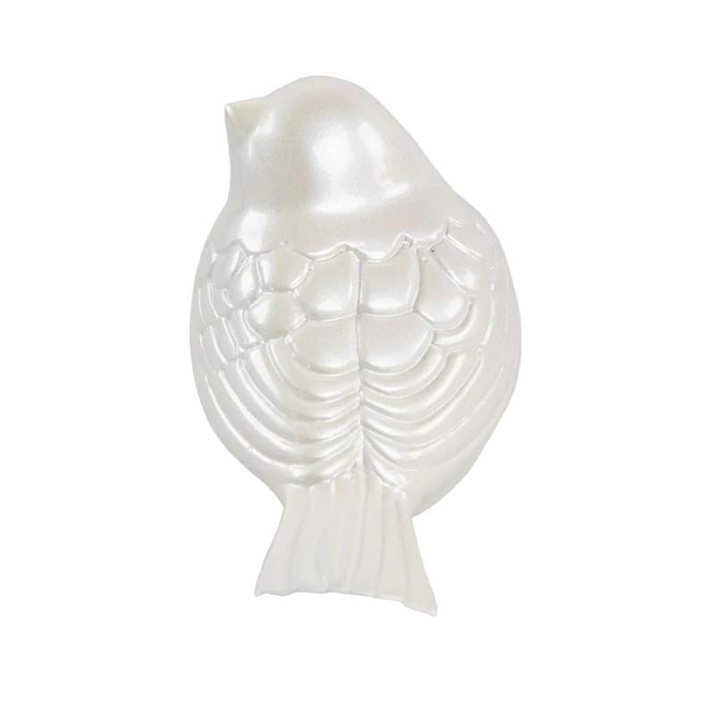 The Lucy Songbird Keepsake Pet Urn in Pearl White