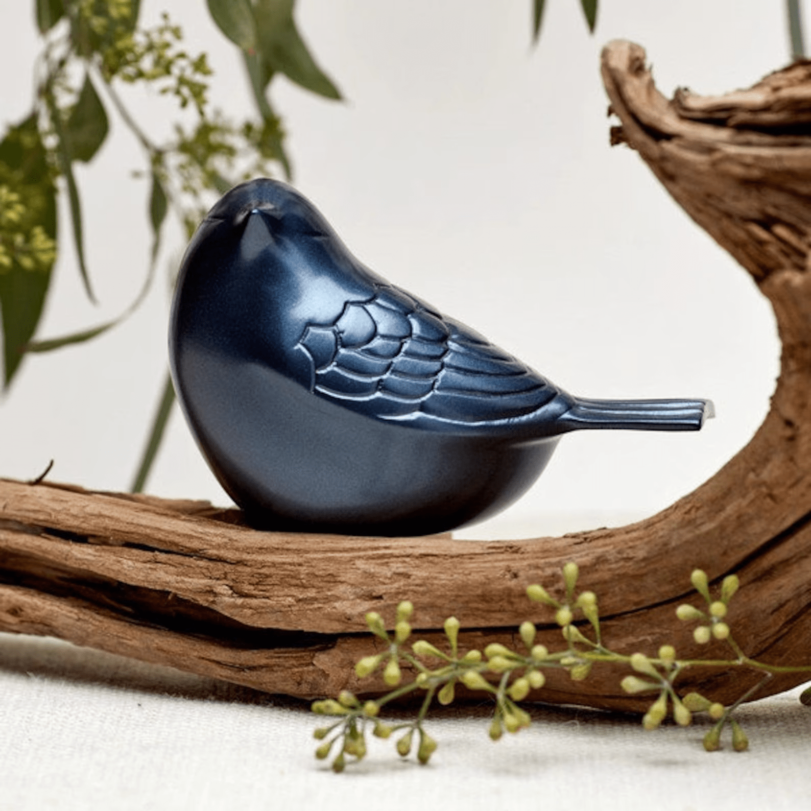 The Lucy Songbird Keepsake Pet Urn in Light Blue - Love, Baxter