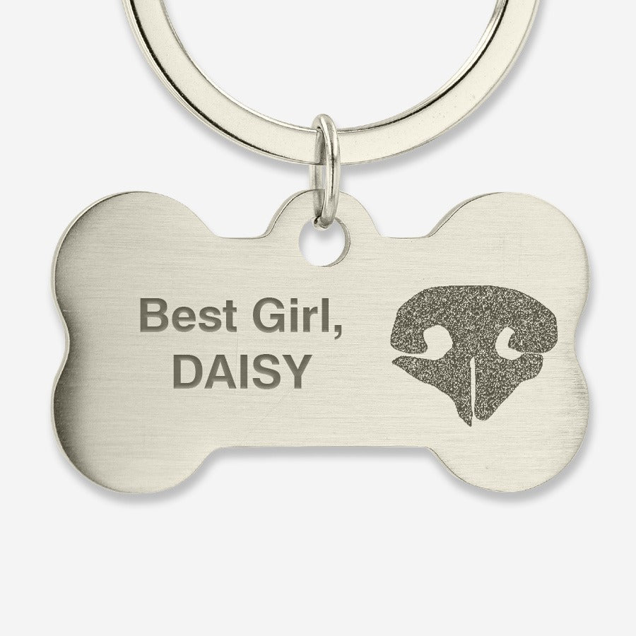 Thumbies Pet Memorial Bone Noseprint Keychain - Love, Baxter
