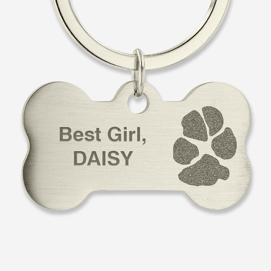 Thumbies Pet Memorial Bone Pawprint Keychain - Love, Baxter