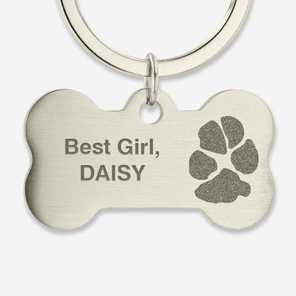 Thumbies Pet Memorial Bone Pawprint Keychain - Love, Baxter