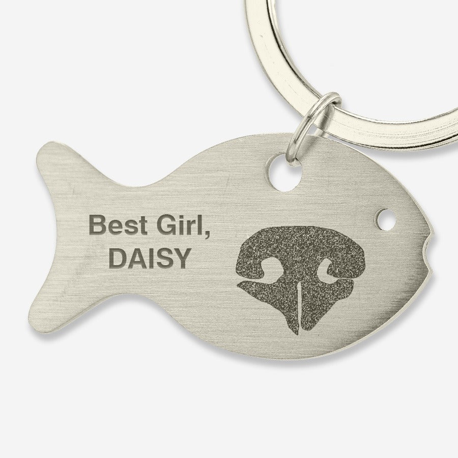 Thumbies Pet Memorial Fish Noseprint Keychain - Love, Baxter