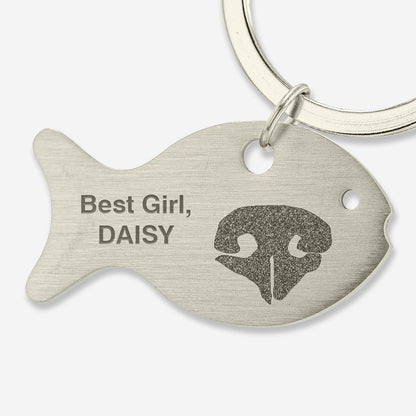 Thumbies Pet Memorial Fish Noseprint Keychain - Love, Baxter