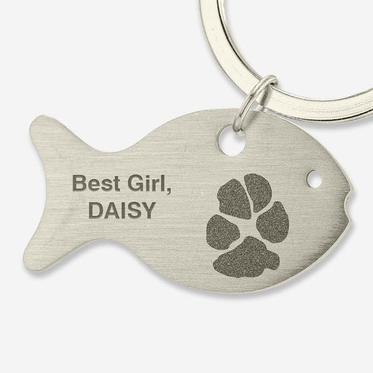 Thumbies Pet Memorial Fish Pawprint Keychain - Love, Baxter