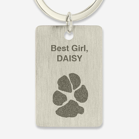 Thumbies Pet Memorial Rectangle Pawprint Keychain - Love, Baxter