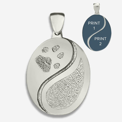 Thumbies Pet Memorial Yin Yang Pendant (Fingerprint + Pet Print) - Love, Baxter