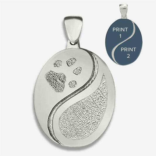 Thumbies Pet Memorial Yin Yang Pendant (Fingerprint + Pet Print) - Love, Baxter
