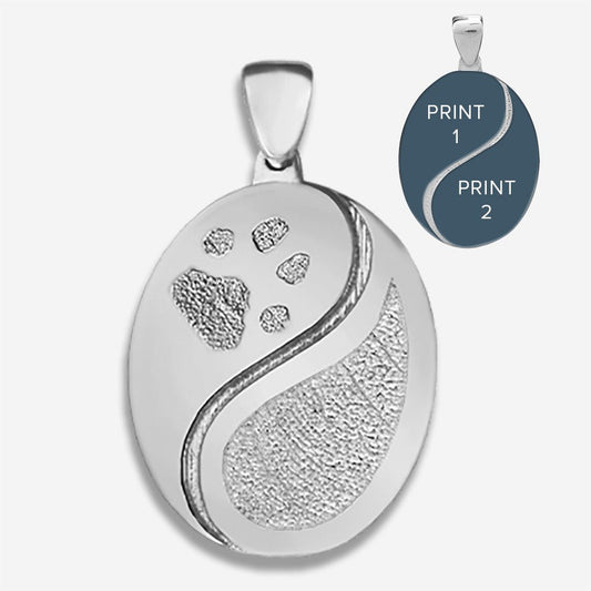 Thumbies Pet Memorial Yin Yang Pendant (Fingerprint + Pet Print) - Love, Baxter