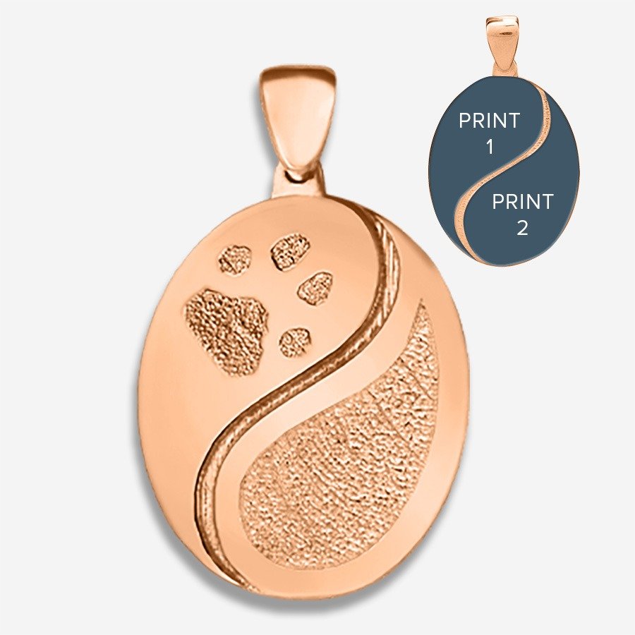 Thumbies Pet Memorial Yin Yang Pendant (Fingerprint + Pet Print) - Love, Baxter