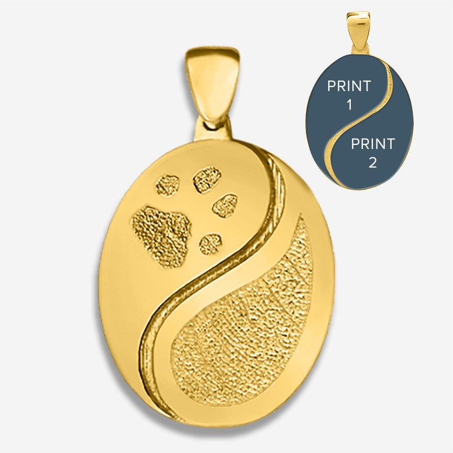 Thumbies Pet Memorial Yin Yang Pendant (Fingerprint + Pet Print) - Love, Baxter