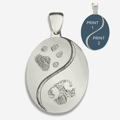 Thumbies Pet Memorial Yin Yang Pendant (Two Pet Prints) - Love, Baxter