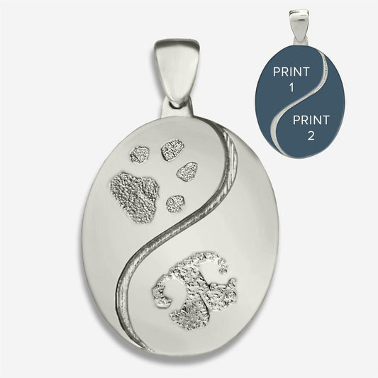 Thumbies Pet Memorial Yin Yang Pendant (Two Pet Prints) - Love, Baxter