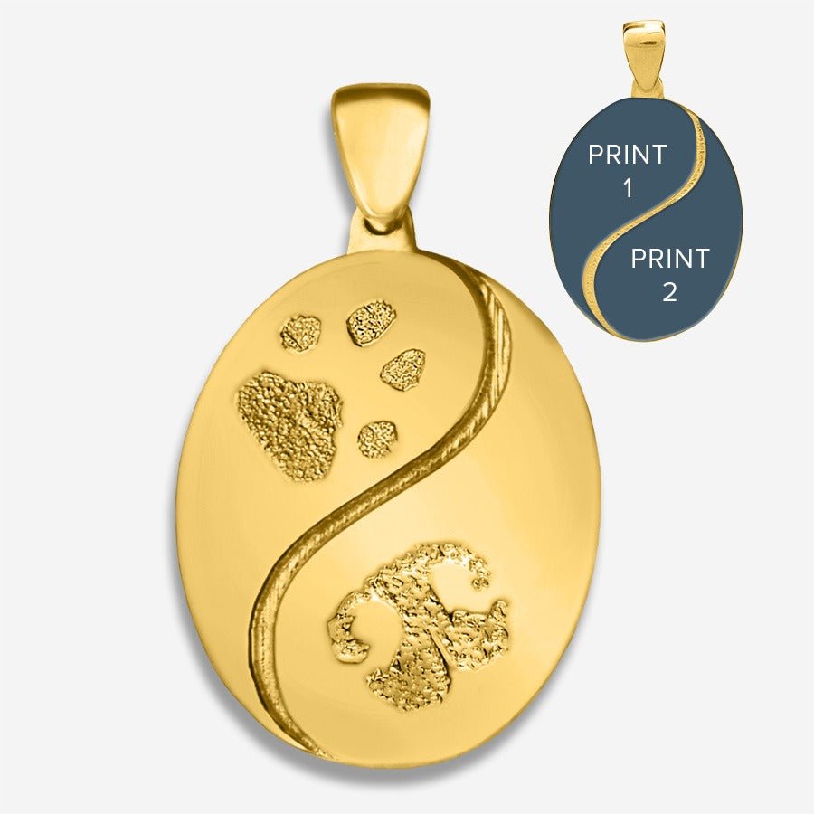 Thumbies Pet Memorial Yin Yang Pendant (Two Pet Prints) - Love, Baxter