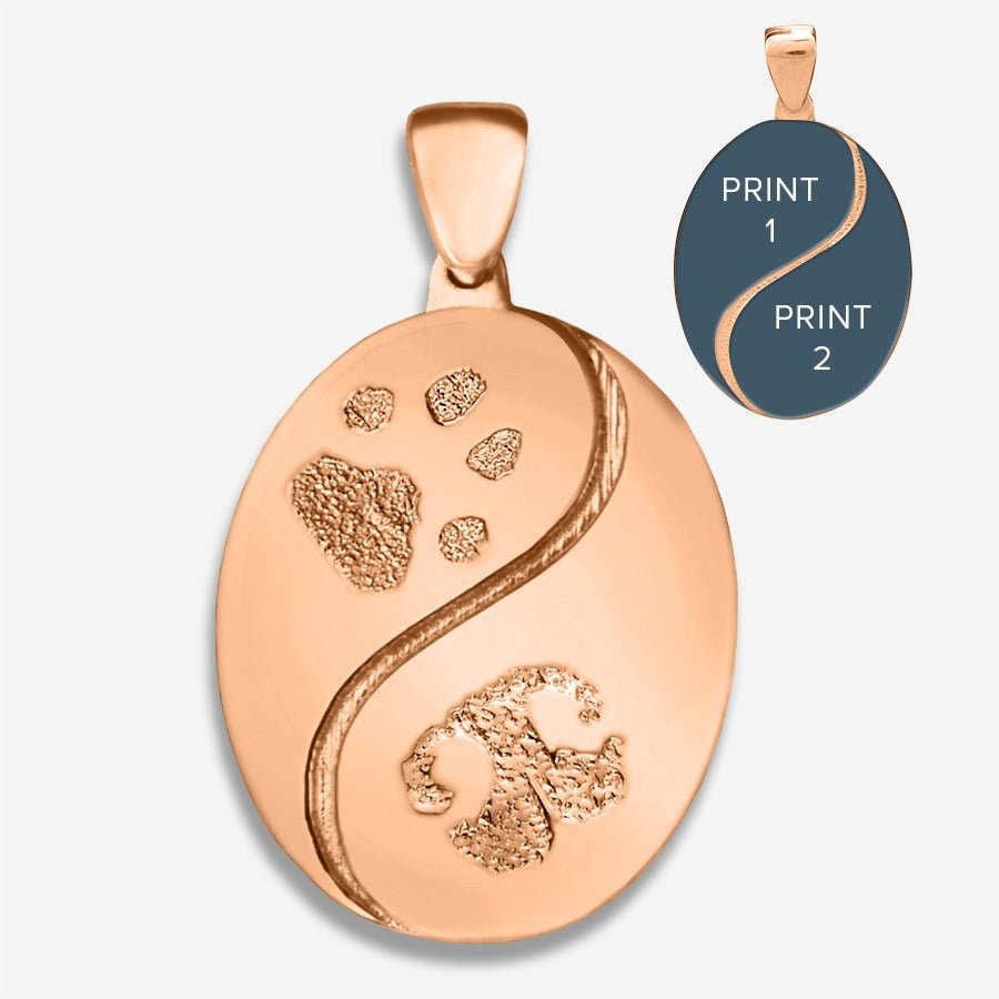 Thumbies Pet Memorial Yin Yang Pendant (Two Pet Prints) - Love, Baxter