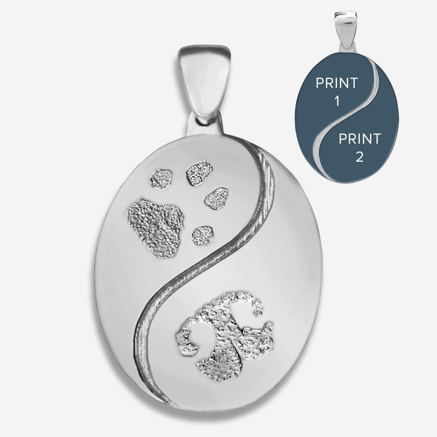 Thumbies Pet Memorial Yin Yang Pendant (Two Pet Prints) - Love, Baxter