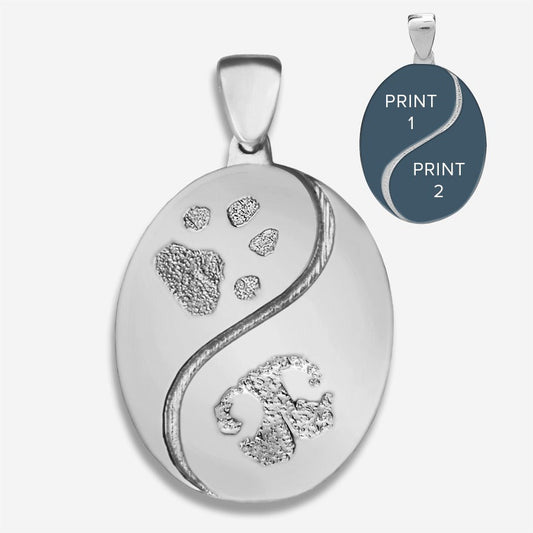Thumbies Pet Memorial Yin Yang Pendant (Two Pet Prints) - Love, Baxter